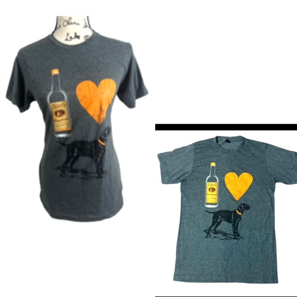Tultex Tito’s‎ Vodka I love Dogs  Gray and Orange Short Sleeve Tee size small